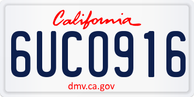 CA license plate 6UCO916