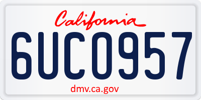 CA license plate 6UCO957