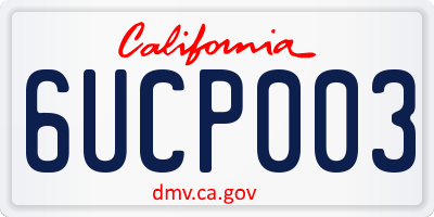 CA license plate 6UCP003