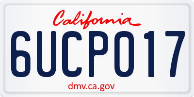 CA license plate 6UCP017