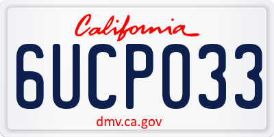 CA license plate 6UCP033