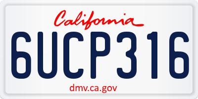 CA license plate 6UCP316