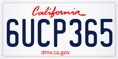 CA license plate 6UCP365