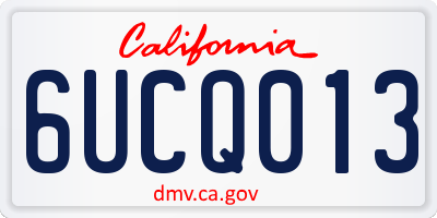 CA license plate 6UCQ013
