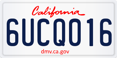 CA license plate 6UCQ016