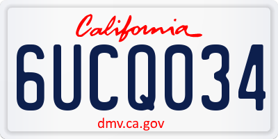 CA license plate 6UCQ034