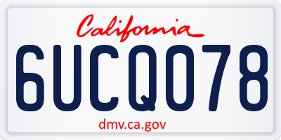 CA license plate 6UCQ078
