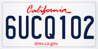 CA license plate 6UCQ102