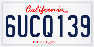 CA license plate 6UCQ139