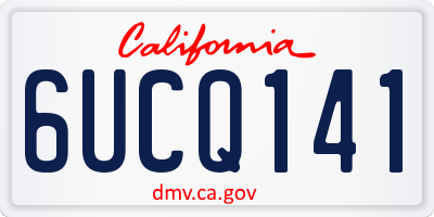 CA license plate 6UCQ141
