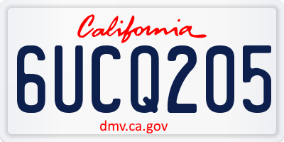CA license plate 6UCQ205