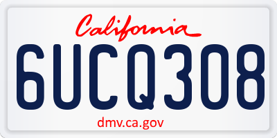 CA license plate 6UCQ308