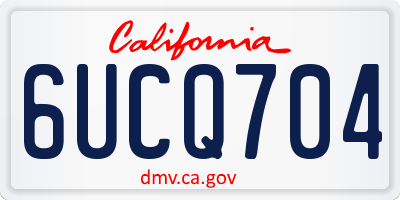 CA license plate 6UCQ704