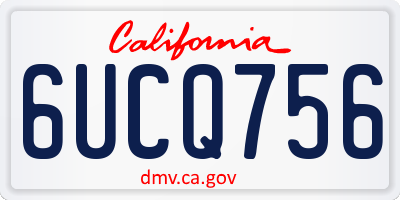 CA license plate 6UCQ756