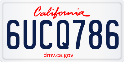 CA license plate 6UCQ786