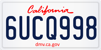CA license plate 6UCQ998