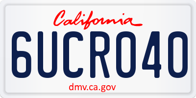 CA license plate 6UCR040
