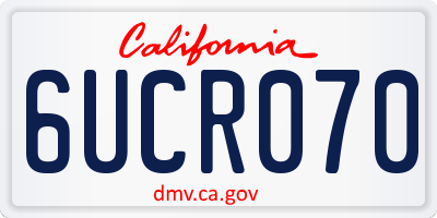 CA license plate 6UCR070