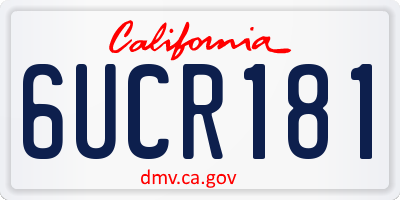 CA license plate 6UCR181
