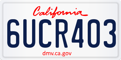 CA license plate 6UCR403