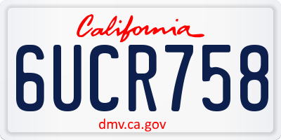 CA license plate 6UCR758