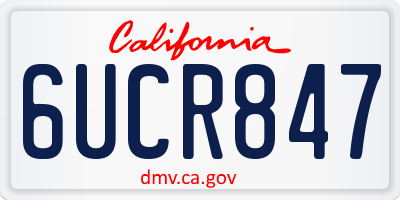 CA license plate 6UCR847