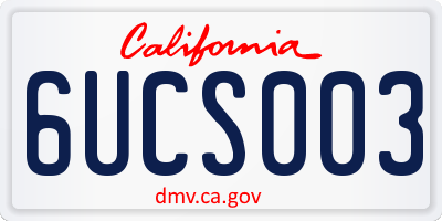 CA license plate 6UCS003