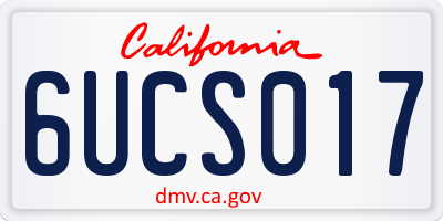 CA license plate 6UCS017