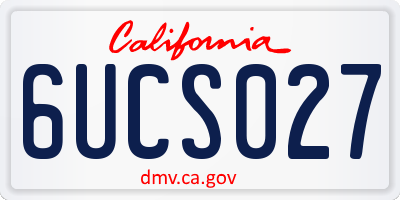 CA license plate 6UCS027