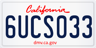 CA license plate 6UCS033