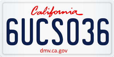 CA license plate 6UCS036