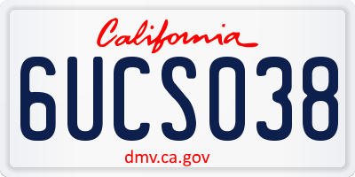 CA license plate 6UCS038