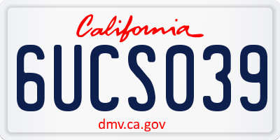 CA license plate 6UCS039