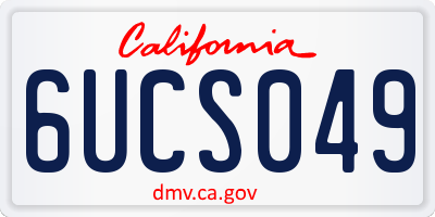 CA license plate 6UCS049