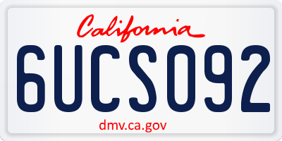 CA license plate 6UCS092