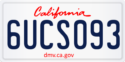 CA license plate 6UCS093