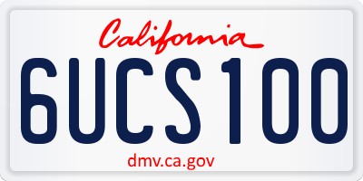 CA license plate 6UCS100