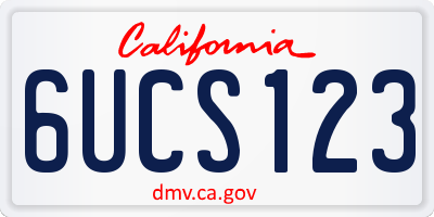 CA license plate 6UCS123