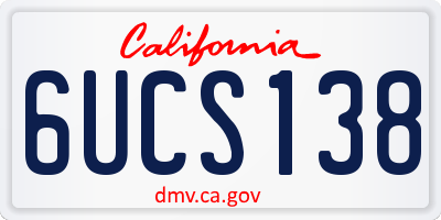 CA license plate 6UCS138