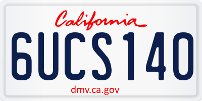 CA license plate 6UCS140
