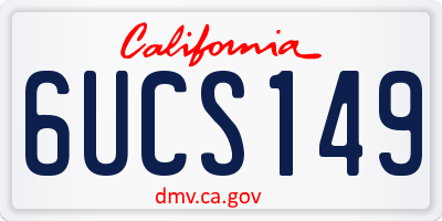 CA license plate 6UCS149