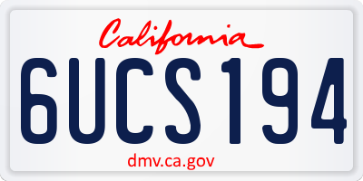 CA license plate 6UCS194