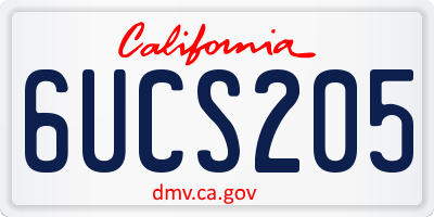 CA license plate 6UCS205