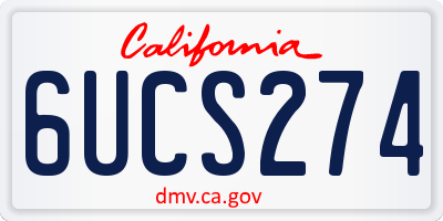 CA license plate 6UCS274
