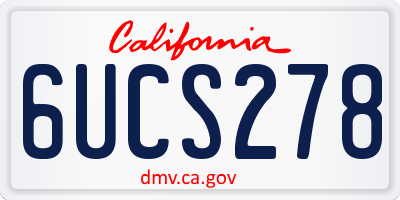 CA license plate 6UCS278