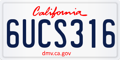 CA license plate 6UCS316