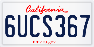 CA license plate 6UCS367