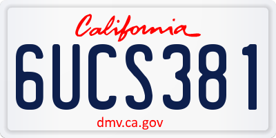 CA license plate 6UCS381