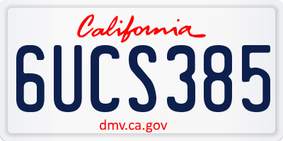 CA license plate 6UCS385