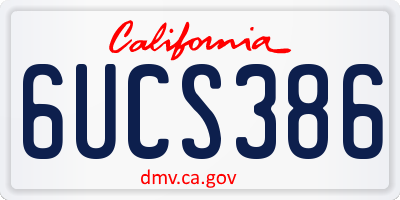 CA license plate 6UCS386